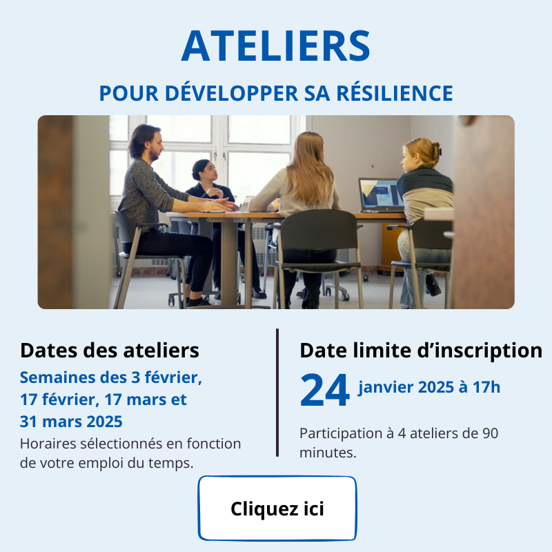 Inscription aux ateliers pour développer sa résilience